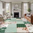 thumbnail image 1 of Boho Spring Floral Area Rugs 5'x7', Small Throw Rugs for Laundry Room Playroom, Retro Flowers Plants Patchwork Grid Green Indoor Outdoor Rug Non-Slip Low Pile Carpet Runner Reversible Floor Mats, 1 of 8