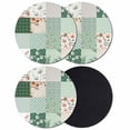 thumbnail image 1 of Boho Spring Floral Coasters Set of 4, Absorbent Coasters for Drinks, Retro Flowers Plants Patchwork Grid Green Coaster for Desk Coffee Table Protection, Home Decor House Warming Gifts 4", 1 of 8