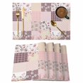 thumbnail image 1 of Boho Spring Floral Placemats Set of 6, Vintage Flowers Patchwork Plaid Pink Placemats for Dining Table, Place Mats for Kitchen Tabletop, Waterproof Wipeable Dining Table Mats Set, 1 of 9