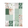 thumbnail image 1 of Boho Spring Floral Sheer Curtains 63 Inch Length 2 Panels Set for Living Room/Bedroom, Retro Flowers Plants Patchwork Grid Green Kitchen Curtains Grommet Curtains Window Treatments 42"x63"x2, 1 of 7