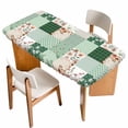 thumbnail image 1 of Boho Spring Floral Table Cloths for 3 Foot Rectangle Tables, Retro Flowers Plants Patchwork Grid Green Patio Waterproof Elastic Fitted Tablecloths, Washable Rectangular Table Cover for Camping, 1 of 8