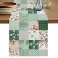 thumbnail image 1 of Boho Spring Floral Table Runner 90 Inches, Retro Flowers Plants Patchwork Grid Green Bed Runner Dresser Scarves Tabletop for Indoor Outdoor Parties/Ceremony/Banquet, 13" x 90", 1 of 8