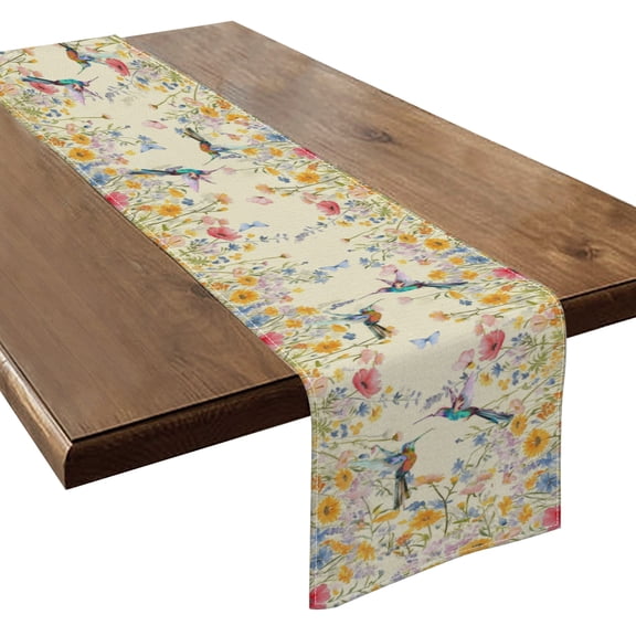 Boho Spring Garden Bird Table Runner, Kitchen Dining Table Decoration for Home Party Decor 13x72 Inch, Festival Table Decorations Indoor Outdoor Party Spplies