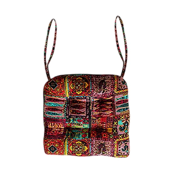 Boho Square Chair Pads with Ties, 16x16 Inch Tufted Soft Seat Cushions for Kitchen Dining Room Chairs