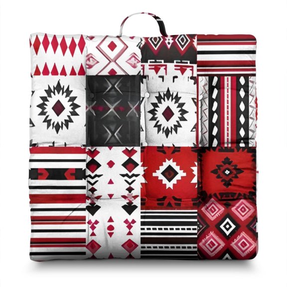 Boho Square Meditation Pillow 22 Inch, Dutch Velvet Floor Cushion for Yoga and Reading Nook