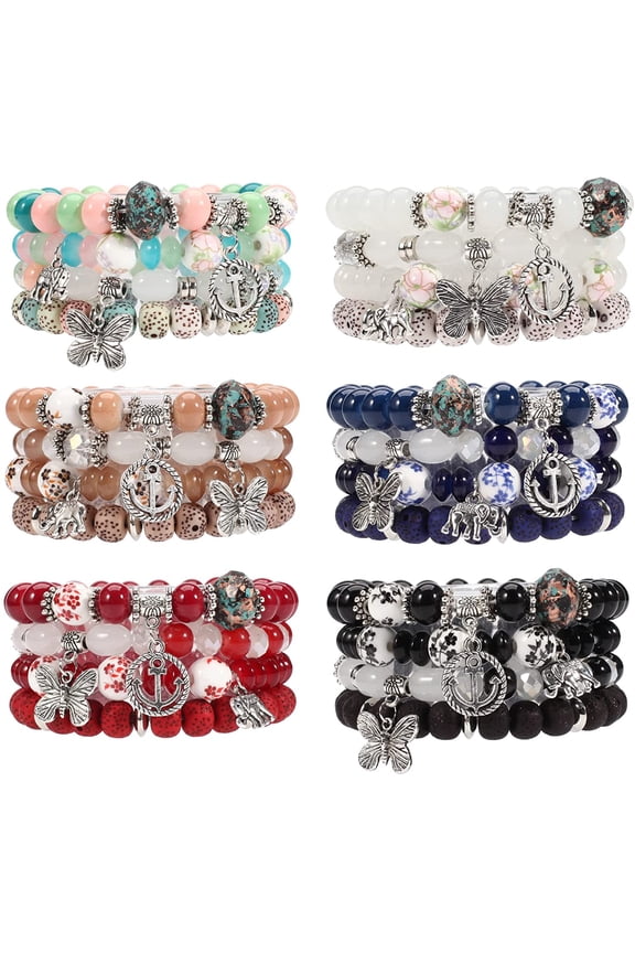 Boho Stackable Bracelets for Women Set  Girls Stretch Multilayer Stack Beads Colorful Beaded Charm Bracelets Girl Handmade Jewelry