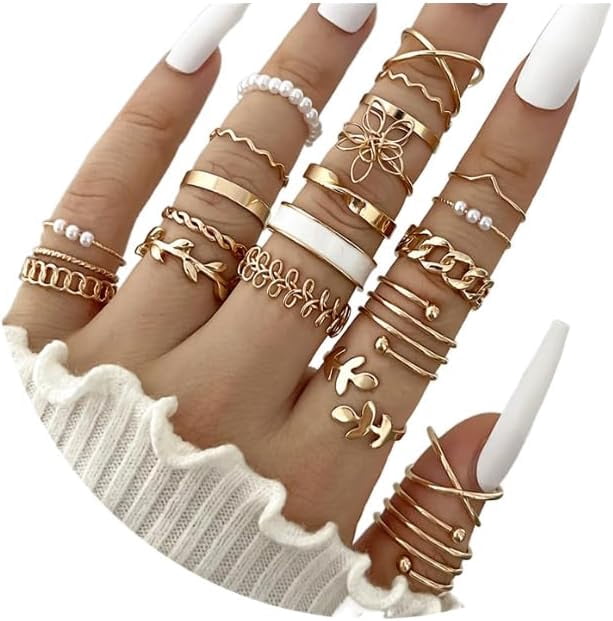Boho Stackable Rings Set for Women,Vintage Knuckle Ring Set Preppy Y2k ...