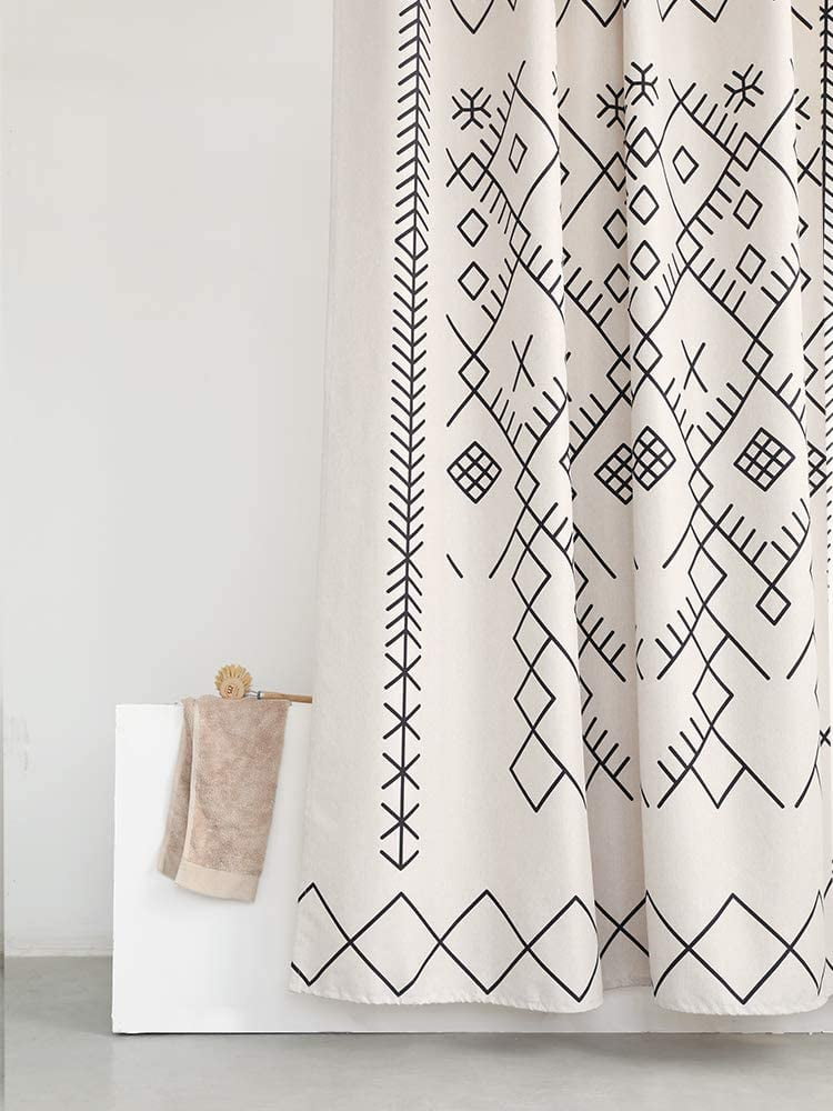 Boho Stall Shower Curtain, 36Inch Tribal Beige Moroccan Small Fabric