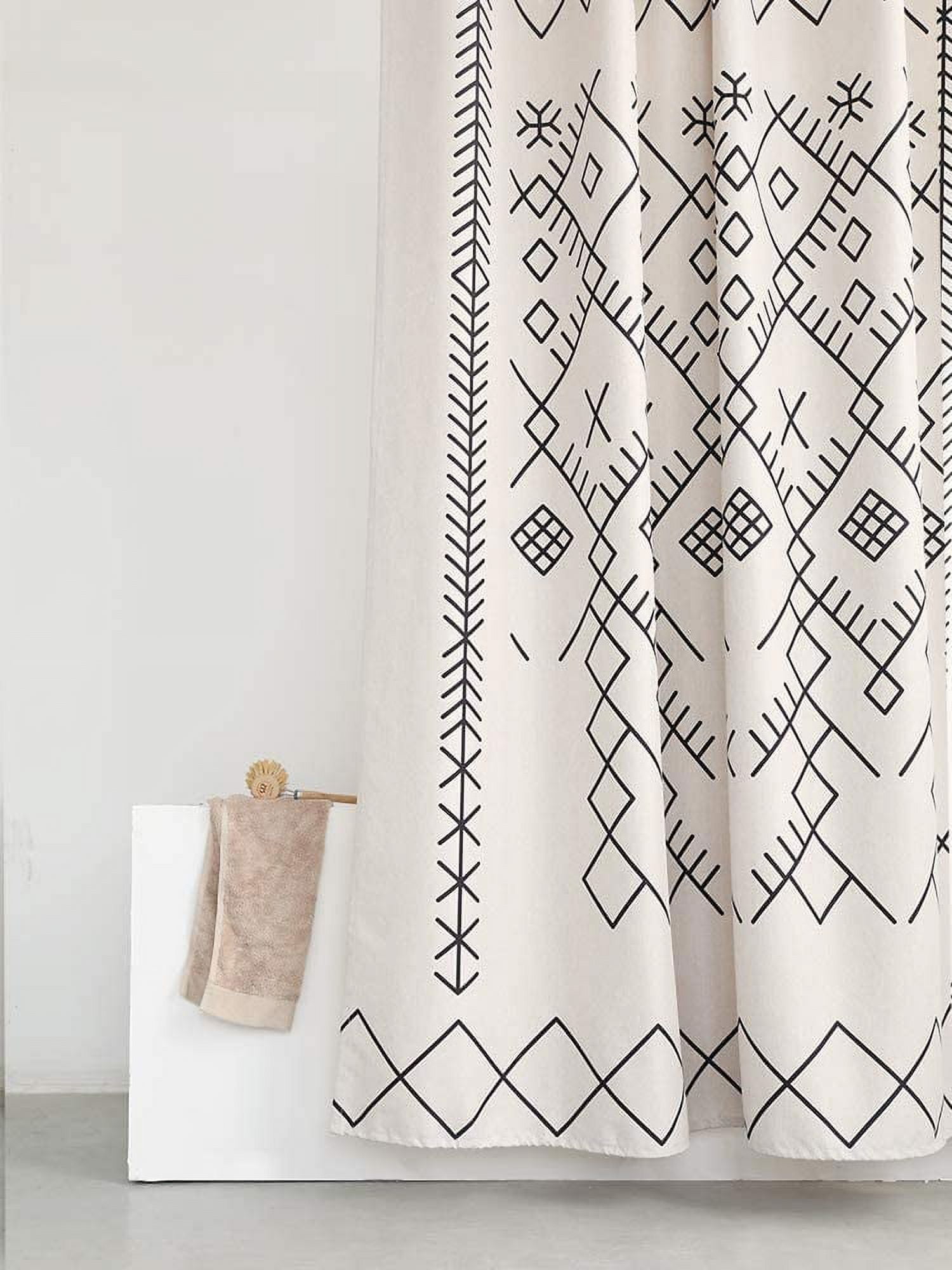 Boho Stall Shower Curtain, 36-Inch Tribal Beige Moroccan Small Fabric Shower Curtain Sets for Bathroom, Heavy Weighted & Water Resistant (36 x 72, Beige)