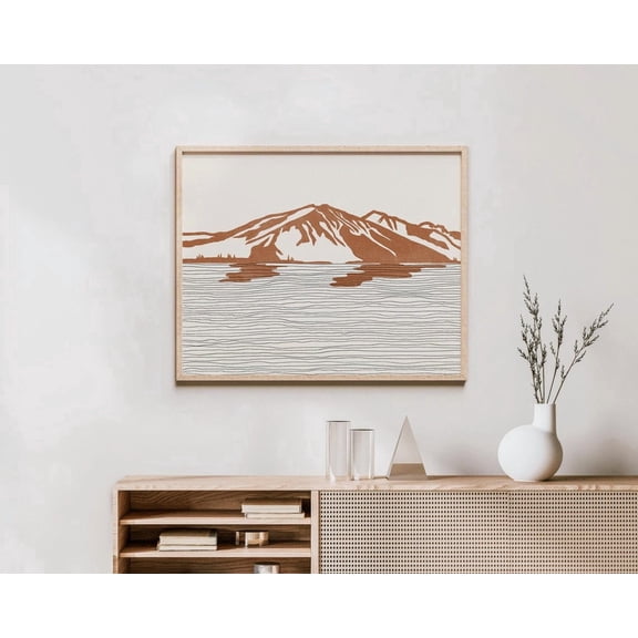 Boho Stanton Mountain Art Print Glacier National Park Montana Lake Mcdonald Outline Silhouette Wall Art Travel Poster