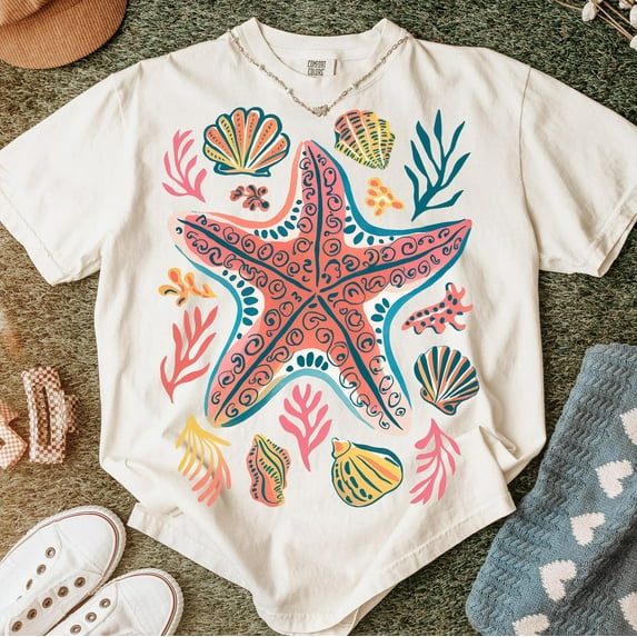 Boho Starfish Tee – Preppy Beach Summer Vibes Tropical Ocean Shirt