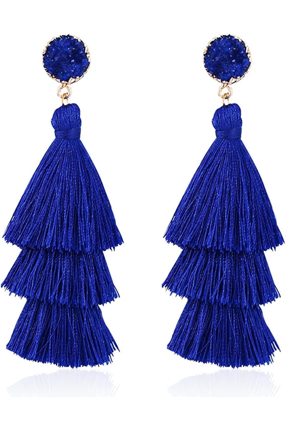 Boho Statement Tassel Earrings For Women Clip On Drop Earrings Feather Earrings Non Piercing Jewelry For Women Dangling Fringe Earrings Vacation Beach Earrings Bride Earrings Bachelorette Fo[Z1]