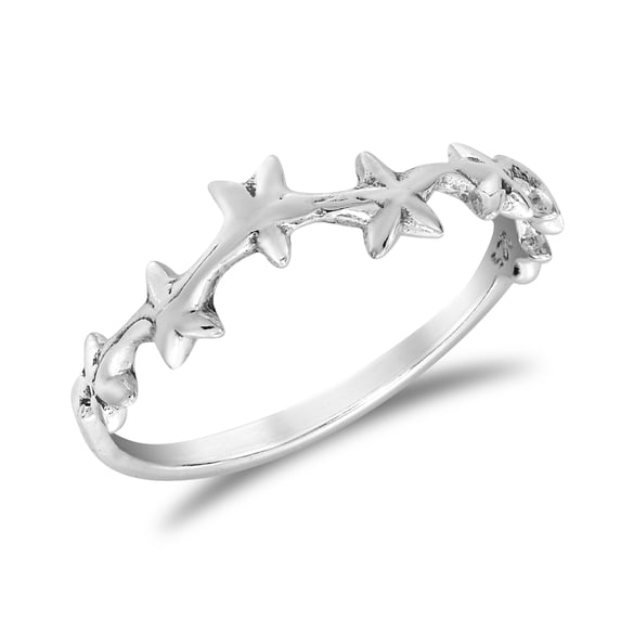 Boho Stellar Linked Eternity Stars .925 Sterling Silver Celestial Ring-9