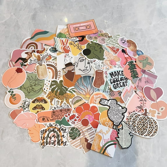 Boho Sticker Pack of 50 girl modern Stickers Women Decals for Laptops Hydro Flasks Water Bottles Luggage