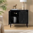 thumbnail image 1 of Boho Storage Accent Cabinet 2 Rope Woven Doors with Cable Management Black, 1 of 9