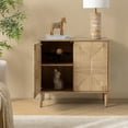 thumbnail image 1 of Boho Storage Accent Cabinet 2 Rope Woven Doors with Cable Management Oak, 1 of 9