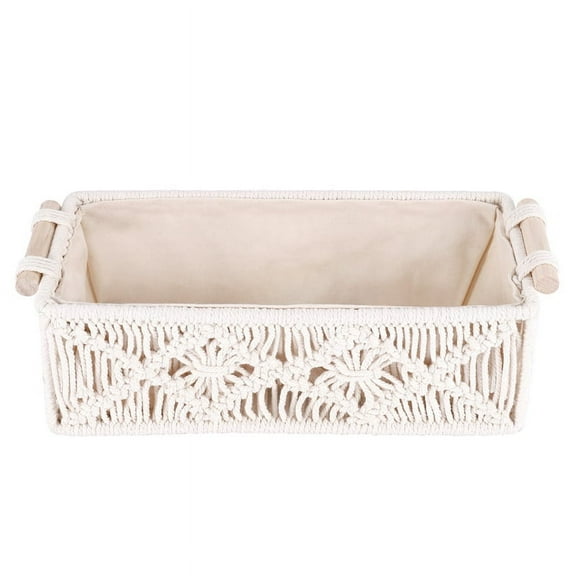 Boho Storage Basket Decor Box Handmade Woven Decorative Countertop Organizer Macrame Baskets for Bedroom Living Room