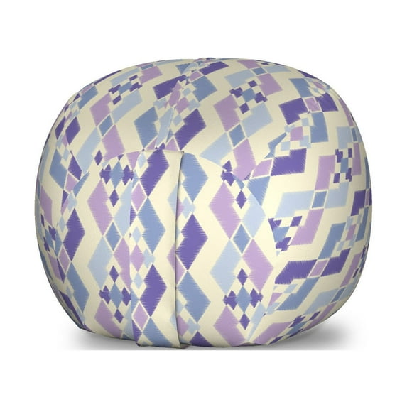 Boho Storage Toy Bag Chair, Colorful Composition Middle Eastern Geometric Motifs Rhombuses and Angled Lines, Stuffed Animal Organizer Washable Bag, Small Size, Multicolor, by Ambesonne