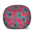 thumbnail image 1 of Boho Storage Toy Bag Chair, Oriental Inspired Elements Blossoming Leaves Ornamental Persian Effects, Stuffed Animal Organizer Washable Bag, Small Size, Hot Pink and Turquoise, by Ambesonne, 1 of 3