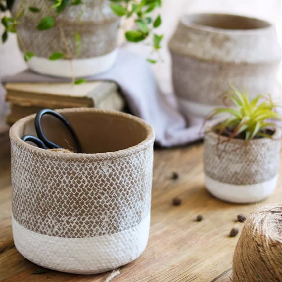 Boho Straw-Look Flower Planter
