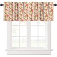 thumbnail image 1 of Boho Strawberries Window Valance Fruit Floral Honeybee Pink Curtain Valance for Kitchen Bedroom Decor with Rod Pocket 54x18in, 1 of 6