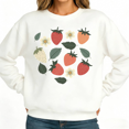 thumbnail image 1 of Boho Strawberry Floral Womans Print Sweatshirt Graphic Sweatshirt Black White S-3XL Fruit Casual Tops, 1 of 4