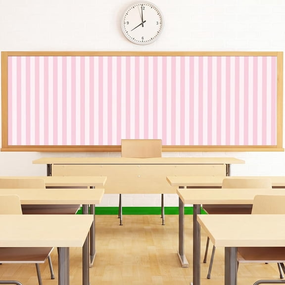 Boho Stripe Bulletin Board Fabric Background 47'' x 141'' Classroom Pastel Straight Fabric Reusable Backdrops Curtains Background Decoration for Back to School, Wrinkle and Resistant(Pink)