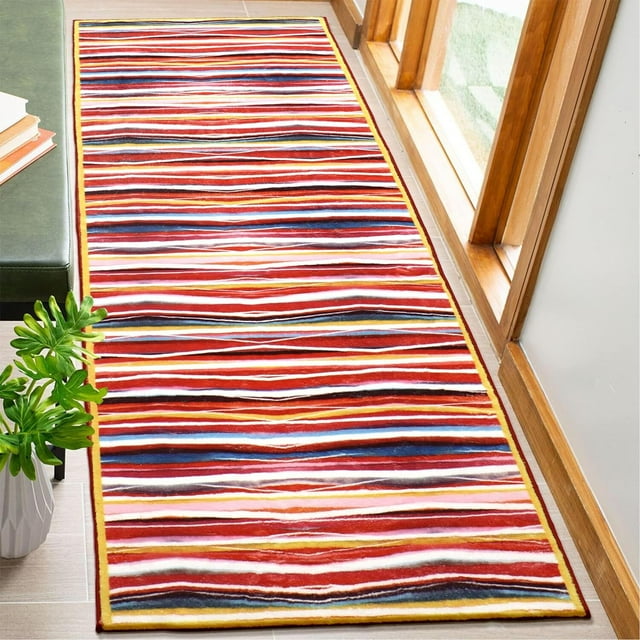 Boho Stripe Kitchen Runner Rug, 2x6 Washable Rug Runner Non-Slip Soft Striped Hallway Runner Rugs, Colorful Print Distressed Carpet Runner for Entryway Bathroom Laundry Room Foyer (MultiColor,2'x6')