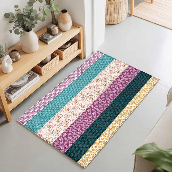 Boho Stripes Abstract Geometric Rectangle Rug 2'x3' Tribal Ethnic Style ...