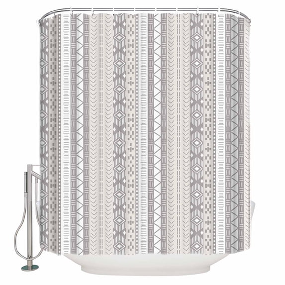 Boho Stripes Shower Curtains for Bathroom Waterproof Fabric Bath Curtains Decor Bath Tub Curtain Abstract Polka Dot Rustic Tribal Patterns Decorative Shower Curtain Sets with 12 Hooks, 72x72 Inch