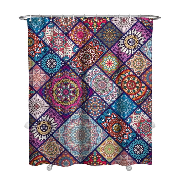 Boho Style 72x84 Shower Curtain Colorful Hippie Pattern Waterproof Quick-Dry Drape