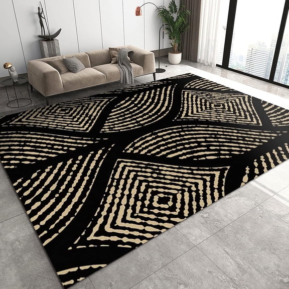 Boho Style Area Rugs, Black Vintage Carpet, Bathroom Rugs Non-Shedding with Backing Easy Cleaning Apply to Dining Room Office Family and Pet,2x3ft