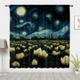 thumbnail image 1 of Boho Style Art Window Curtains, Vintage Mediaeval Starry Night Window Treatment Blackout Curtains, For Bedroom Living Room Privacy Decor(Rod Pocket), 1 of 5