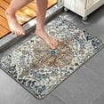 thumbnail image 1 of Boho Style Bathroom Rugs Farmhouse Bohemia Bath Mat with NonSlip Water Absorbent Bath Rug; Soft Microfiber Floor Mats for Bathroom Tub and Shower Room in Blue, 1 of 6