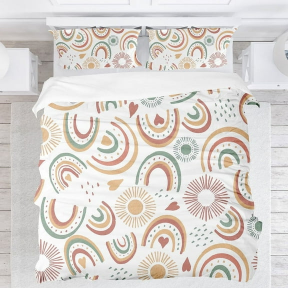 Boho Style Bedding Set, Rainbow Print Bedding Set, Unisex, Comes with 1 Duvet Cover and 2 Pillowcases