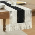 thumbnail image 1 of Boho Style Bicolor Stitching Table Runner, Boho Table Runners, Farmhouse Woven Home Decor, 1 of 14