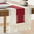 thumbnail image 1 of Boho Style Bicolor Stitching Table Runner, Boho Table Runners, Farmhouse Woven Home Decor, 1 of 14