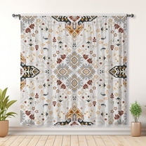 Boho Style Curtains, Floral Print Blackout Curtains, Suitable For Room Bedroom Decoration(Rod pocket)