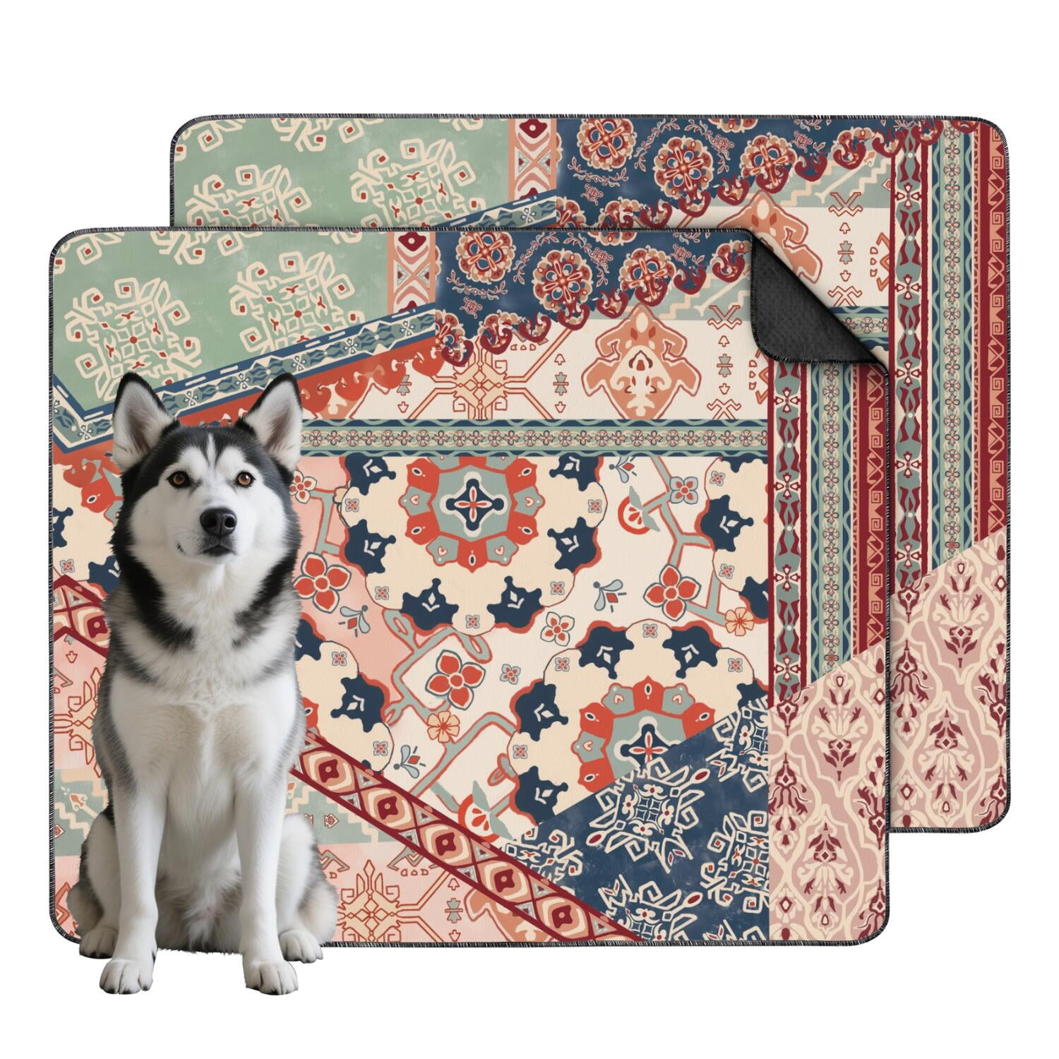 Image showcasing Boho Style Dog Crate Liner Washable, 35x41 Inch Reusable Housebreaking ...