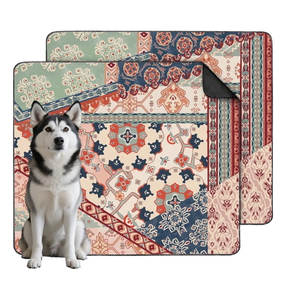 View of Boho Style Dog Crate Liner Washable, 35x41 Inch Reusable Housebreaking ...