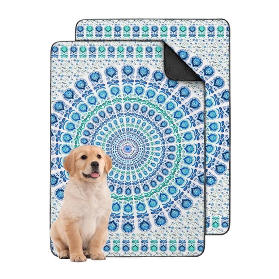 Boho Style Dog Crate Mat Washable, Large 24x36 Inch Reusable Training Pad with Non-Moveable Bottom, Highly Absorbent Housebreaking Mat for Kennel Use