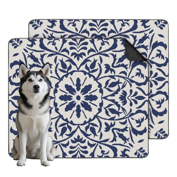 Boho Style Dog Crate Mat Washable, Large 35x41 Inch Reusable Training Pad with Non-Moveable Bottom, Highly Absorbent Housebreaking Mat for Kennel Use