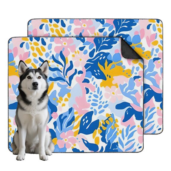 Boho Style Dog Crate Mat Washable, Large 35x41 Inch Reusable Training Pad with Non-Moveable Bottom, Highly Absorbent Housebreaking Mat for Kennel Use