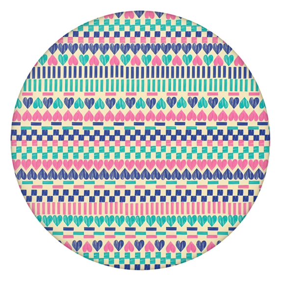 Boho Style Elastic Table Cover Round 56 Inch, Vibrant Floral Print Stretch Fit for Indoor and Outdoor Use