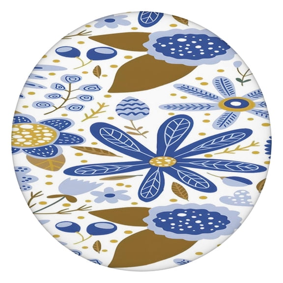 Boho Style Floral Vinyl Tablecloth with Elastic Band, 44 Inch Fits 38-42 Inch Tables, Wrinkle Free Cover for Patio Dining and Special Events