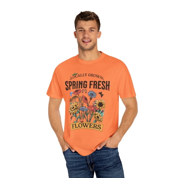 Boho Style Flowers Comfort Colors Unisex Cotton Short Sleeve Shirt, S - 4XL