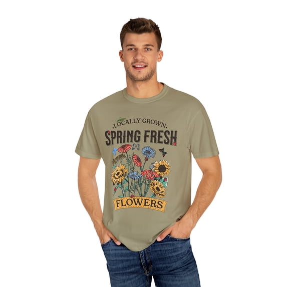 Boho Style Flowers Comfort Colors Unisex Cotton Short Sleeve Shirt, S - 4XL