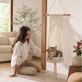 Boho Style Hanging Hand-Woven Cotton Rope Cat Bed, Pet Hammock with S ...