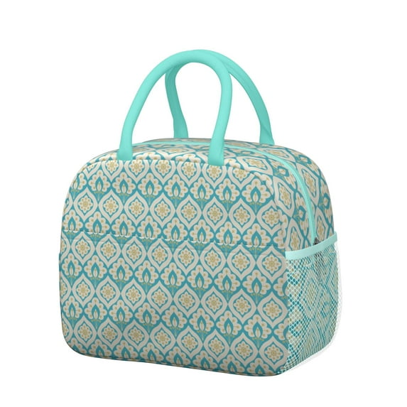 Boho Style Insulated Lunch Box - Watercolor Design, Leakproof & Thermal Insulation, Reinforced Handles & Metal Zipper, Perfect for Students & Meal Preppers