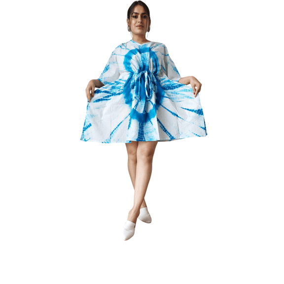 Boho Style Kaftan Dress - Short Length - Handmade Cotton Print
